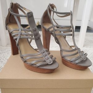 Talbots Gray Leather Platform Sandals